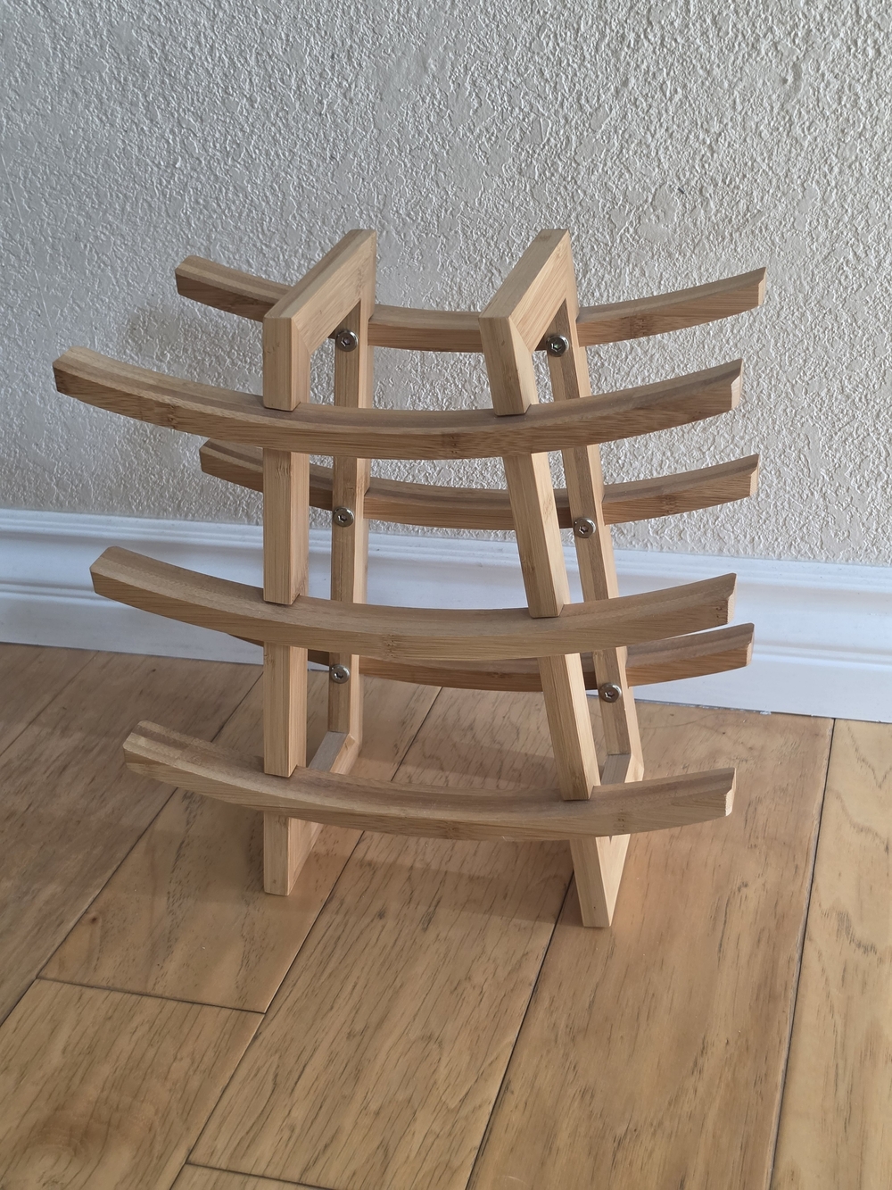 Asian Inspired Wooden Wine Rack - Natural Light Wood Finish